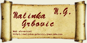 Malinka Grbović vizit kartica